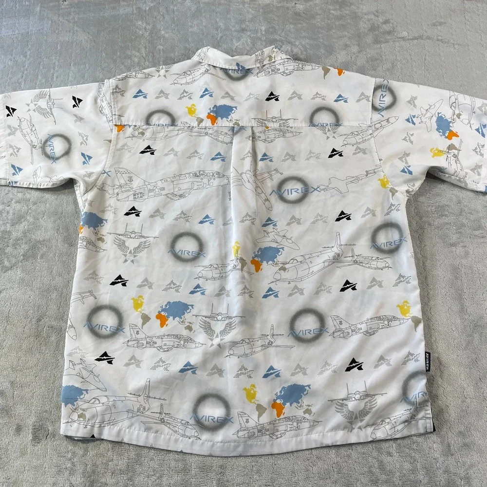 Avirex Shirt Mens XL White Airplane World Map Captain‎ Flying Bomber - Picture 10 of 11